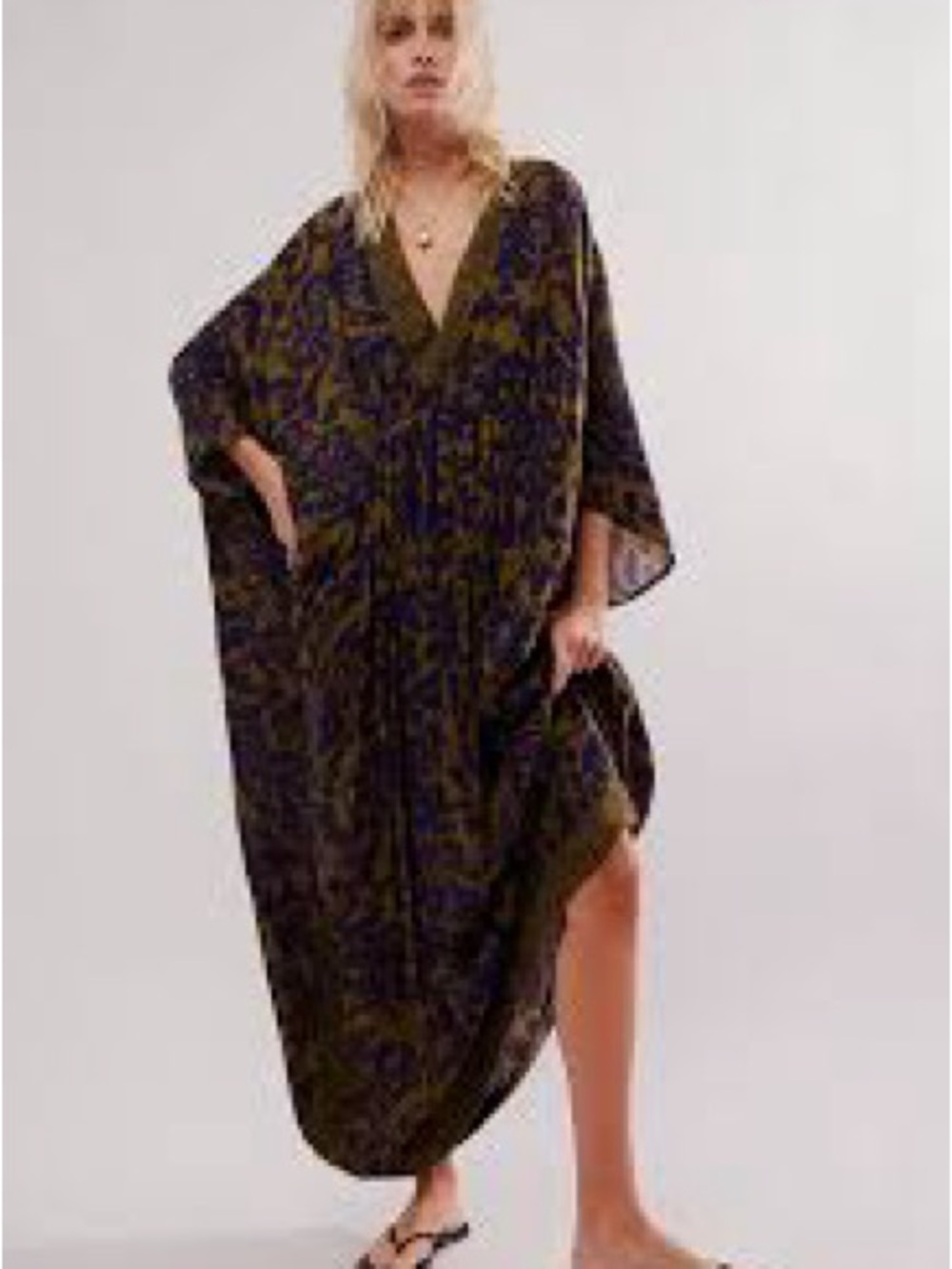 Free People Olive and Purple Kaftan